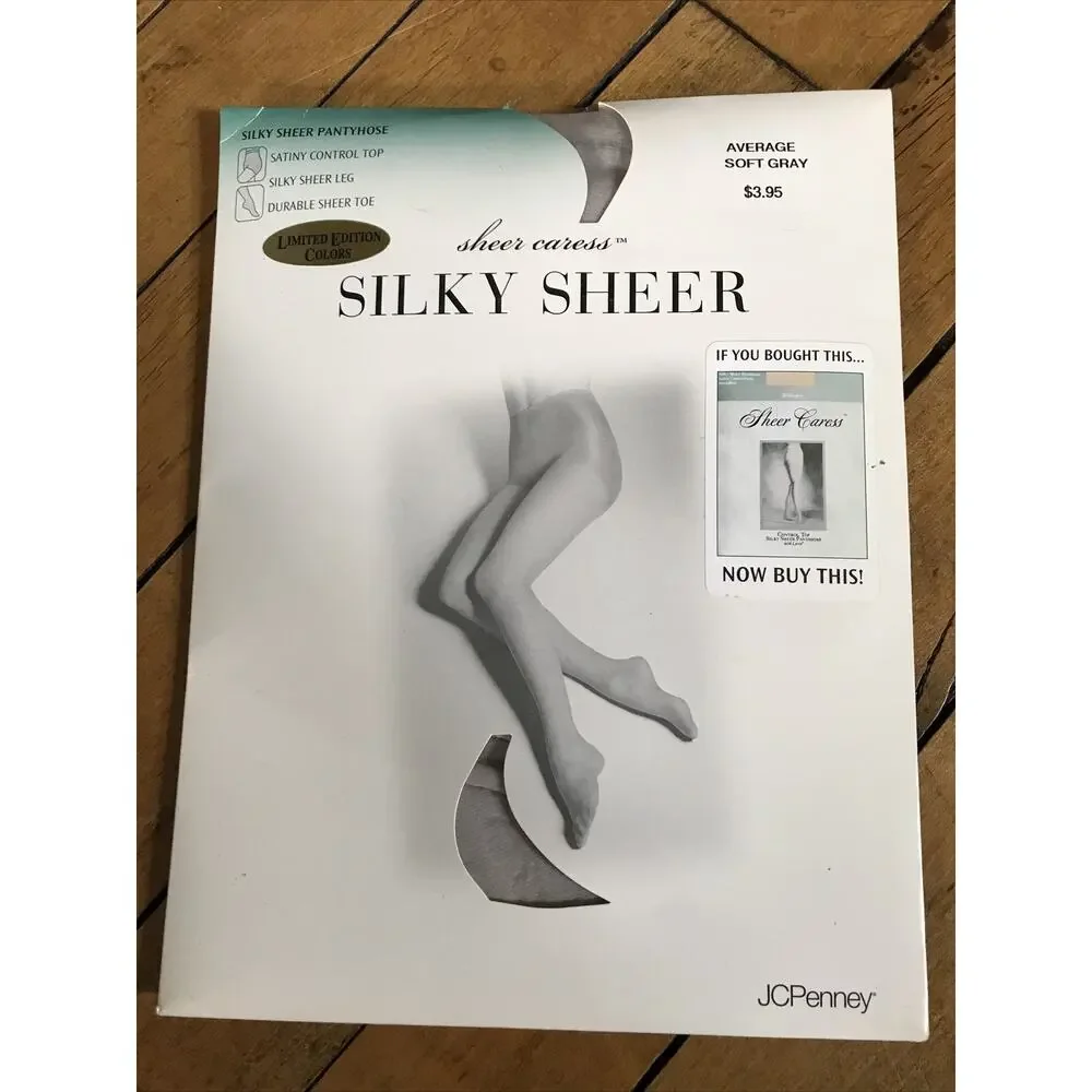 sheer caress pantyhose limited edition average soft gray new